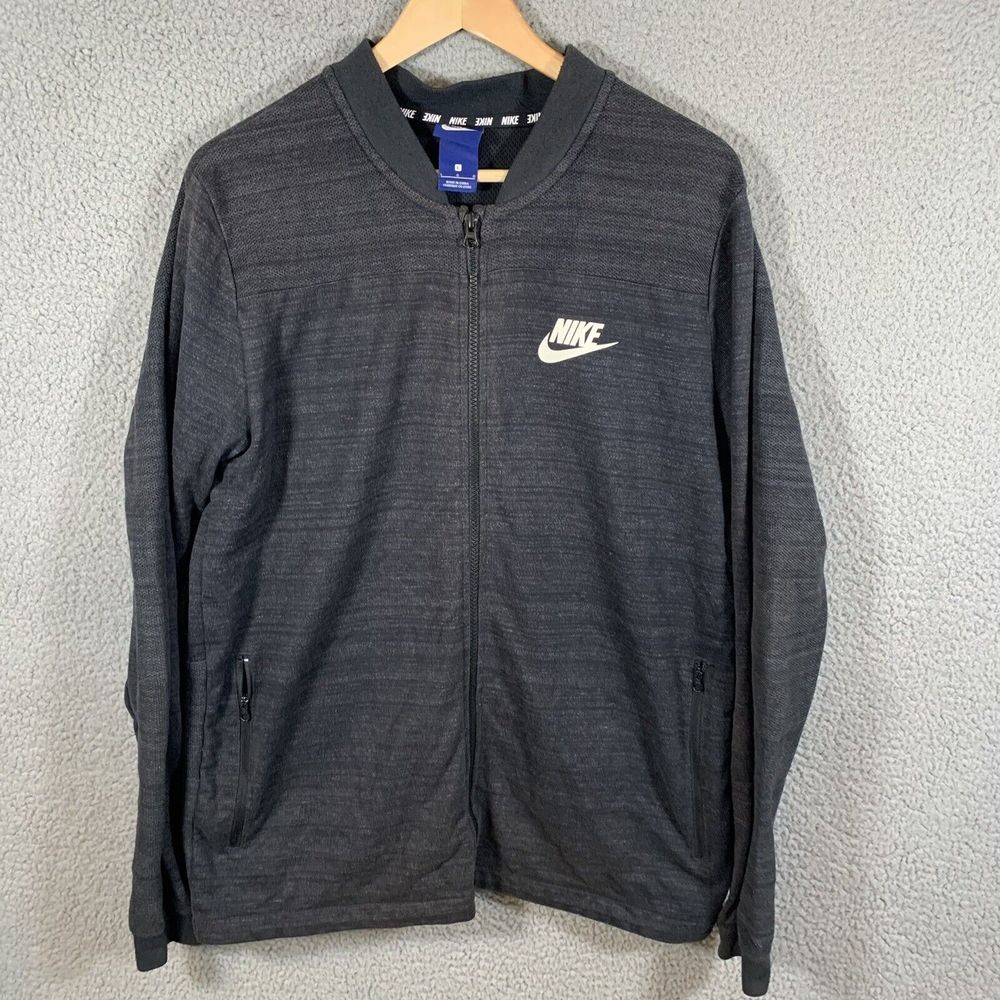 Nike Black Heather Full-Zip Training Jacket with White Logo